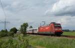 101 134-5 fuhr am 08.06.2012 mit dem IC 2332 von Norddeich Mole nach Kln, hier kurz hinter Leer.