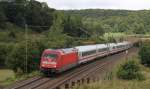 101 074-3 mit dem IC 2093 (Stuttgart Hbf-Mnchen Hbf)(?) bei Urspring 31.8.12