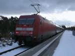 Neben Binz und Bergen/Rgen hat auch die kleine Station Prora IC-Halt.Am 21.Januar 2013 hielt der IC 2184 aus Hannover in der kleinen Station.101 062 schob den Zug die letzten Kilometer weiter bis zur