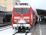 IC 1218 in Friedrichshafen Stadt, auf dem Teilstck Lindau-Friedrichshafen-Ulm wird der Zug von 2*218 gezogen, die E-Lok, die den Zug von Mnchen-Innsbruck-Lindau, und Ulm-Stuttgart-Frankfurt zieht