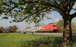 101 081-8 fuhr am 03.05.2013 mit dem IC 2435 von Emden Auenhafen nach Leipzig, hier in Leer.