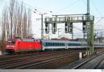 101 091-7 erreicht mit einem Eurocity Zug in wenigen Minuten den Dresdener Hauptbahnhof.