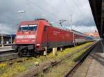 101 019 mit dem EC 379 Stralsund-Brno,am 12.Mai 2014 in Stralsund.