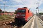 Hier 101 078-4 mit IC2422 von Köln Hbf. nach Ostseebad Binz/ Osteebad Heringsdorf, dieser Zug stand am 17.5.2014 in Angermünde. 