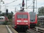 Baureihe 101 075 0 beim verlassen des Dresdner Hauptbahnhofs.