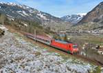 101 099 mit EC 111 am 10.01.2015 bei Angertal.