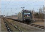 BR 101 141 mit einem IC auf dem Weg nach Rostock.