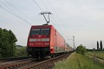 Nachschuss auf 101 063-6, welche am 12.05.2015 einen Leerzug aus Offenburg nach Basel Bad Bf bei Hügelheim schob.