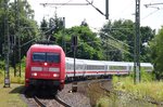 101 041 mit einem IC bei der Einfahrt in Baunatal Guntershausen aus Treysa kommend.