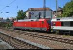 101 098-2 als EC 7 (Linie 30) von Hamburg-Altona nach Interlaken Ost (CH) durchfährt den Bahnhof Offenburg auf Gleis 1.