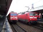 101 038 nach Leipzig Hbf und 120 128  nach Kln in Hannover Hbf (21.8.2007)