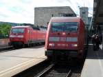 Sie sichern den deutschen IC Verkehr:
Die Baureihen 120 und 101. Hier zu sehen: 120 106-0 steht neben 101 120-4 am 18. August im Stuttgarter HBF.