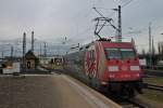 Nachschuss auf die 101 110-5  Eintracht Frankfurt  am 27.02.2014, als sie in ihren verdienten Pause fuhr.