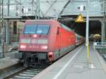 101 117 am 15.11.2014 im Hauptbahnhof Leipzig auf Gleis 9 kurz vor der Abfahrt, mit dem IC 2207 von Berlin nach München.