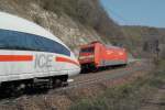 BR 101 und ICE auf der Geislinger Steige am 20.04.2007