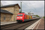 101119 mit Werbung für das Martin Luther Jubiläum hat hier am 3.5.2017 um 16.42 Uhr bei der Durchfahrt in Hasbergen den IC 2213 nach Stuttgart am Haken.