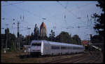 Am 9.9.2004 verkehrte noch der Metropolitan auf der Rollbahn. Um 17.10 Uhr kommt hier 101131 auf der Fahrt nach Hamburg durch den Bahnhof Lengerich in Westfalen.