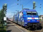 Die Br.101 102-2  Wir Menschen sind alle gleich  fuhr am 21.September 2007 mit einem InterCity IC von Nrnberg Hbf nach Karlsruhe Hbf. Hier im Bahnhof Aalen.