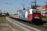 101 070 Adler Mannheim schiebt am 10.05.2008 IC 2206 nach Nrnberg durch Augsburg-Oberhausen.