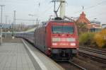 101 047  Feuerwehr  am IC 2374 nach Stralsund bei der Ausfahrt aus Gttingen.