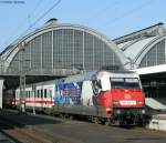 101 070-1  Adler Mannheim  mit dem IC2374 (Karlsruhe Hbf-Hamburg-Altona) bei der Abfahrt Karlsruhe 21.3.0