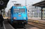 RHEINE (Kreis Steinfurt), 05.04.2009, 101 016-4 in Sonderlackierung als IC 145 von Amsterdam Schiphol nach Szczecin Główny bei der Einfahrt