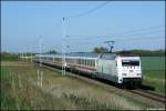 101 034 mit IC 2379 aus Binz kurz vor vor dem nchsten Halt in Rostock.Aufgenommen am 01.05.09 in Mnchhagen.