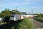 101 144 am Abend des 14.05.09 mit dem IC 2372 aus Hamburg nach Rostock.Aufgenommen kurz vor erreichen des Rostocker Hbf.