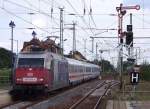 101 070-1  Adler Mannheim  kommt hier mit dem EC340  Wawel  (Krakow Glowny -> Hamburg Altona) in den Bahnhof von Lbebnau/Spreewald eingefahren. 04.08.2009