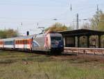 27.4.2012 Zepernick. EC 178 nach Stettin. In seinen letzten Tagen auf dem Abschnitt Gesundbrunnen - Stettin mal mit Jubilumslok  60 Jahre Bundespolizei  101 060