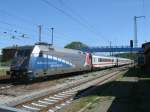 IC 2213 Binz-Stuttgart,am 24.Mai 2012,mit der Bupo 101 060 bei der Einfahrt in Bergen/Rgen.