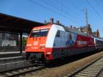 Am 25.05.2012 kam 101 081 mit dem IC 1923 in Stendal an.