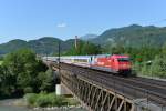 101 109  CEWE Fotobuch  mit EC 115 von Mnster Hbf nach Klagenfurt Hbf am 16.06.2012 bei der berquerung der Salzach in Golling-Abtenau.