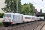 101 144  Hertha BSC  am 3.7.12 mit einem InterCity in Dsseldorf-Derendorf.