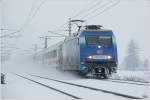 DB 101 070  Die Adler Mannheim  zieht den  EC 217 (Saarbrcken - Graz) durch das winterliche Liesingtal. 
Mautern 24.2.2013