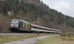 101 141-0  Bahnazubis gegen Hass und Gewalt  mit dem IC 185 (Stuttgart Hbf-Zrich HB) bei Aistaig 21.3.13