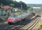 101 089-1  Cewe  zieht am 21. Juli 2013 den IC 2207 durch Kronach.