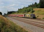 Die 101 141 mit einem RE nach Nrnberg am 20.07.2013 unterwegs bei Unterweilbach.