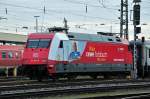 DB Lok 101 081 - 8 und der CEWE Fotobuch Werbung am Badischen Bahnhof in Basel.