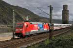 DB Fernverkehr 101 100  TESSIN exotisCH  mit IC 2004 Konstanz - Emden Hbf (Oberwesel, 25.03.14).