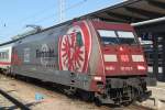 101 110-5 mit IC 2405(Stralsund-Kln)kurz vor der Abfahrt im Rostock Hbf.04.10.2014