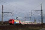 DB Fernverkehr 101 037  Eisenbahner mit Herz  am 15.2.14 mit einem IC in Dedensen-Gümmer.