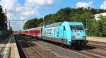 Am 24.06.2015 fährt die 101 102-2  110 Jahre Vedes  mit dem RE 4027 (Nürnberg Hbf - München Hbf) durch Reichertshausen (Ilm).