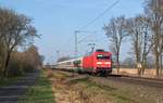DB 101 024 ist mit IC 2229 Kiel Hbf - Passau Hbf am 16.03.17 zwischen Lembruch und Diepholz unterwegs.