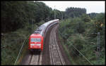 101144 war hier am 23.07.1999 mit einem Entlastungs IC um 12.45 Uhr am Ortsrand von Hasbergen in Richtung Münster unterwegs.