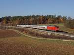 Die 101 098 mit einem IC nach Nürnberg am 17.11.2018 unterwegs bei Alberndorf.