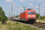 Mit dem Pbz 2467 von Berlin nach Leipzig rollt 101 075 am 30.06.22 durch Greppin Richtung Bitterfeld.