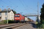 101 083-4 mit gemischten Güterzug in Vietznitz Richtung Friesack(Mark) unterwegs.