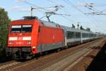 Die 101 097-4 zieht den EC176 von Brno nach Hamburg Altona durch Albrechtshof am 12.08.2012