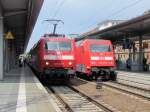 120 202 7 und 101 129 5 im Bahnhof von Schwerin HBF am 03.05.2012